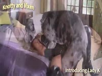 Lady using dog dick as canine dildo
